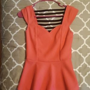 Hot Pink Peplum Top with Black Back Embelishments